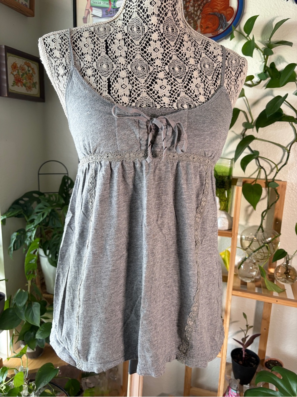 Y2K So Wear It Declare It Heather Gray Babydoll Tank Top